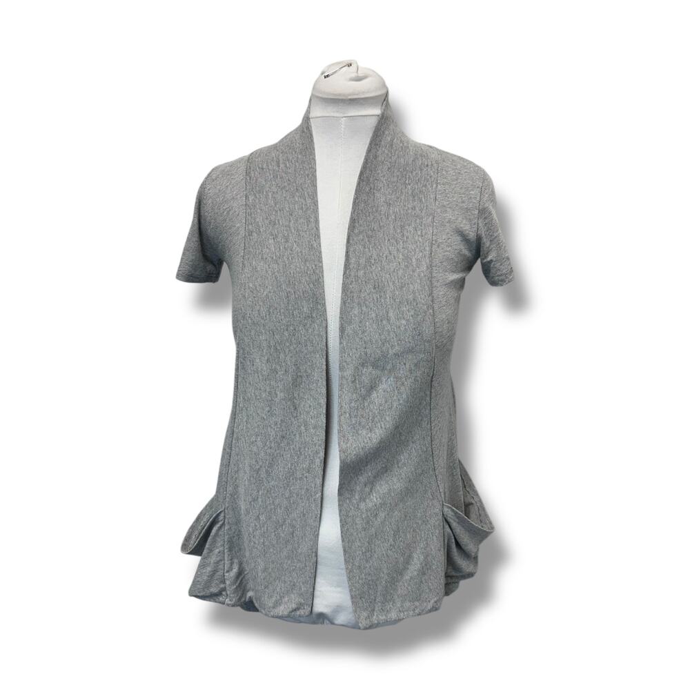 Pretty Young Thing Juniors Open Front Short Sleeve Cardigan, Gray, size S
